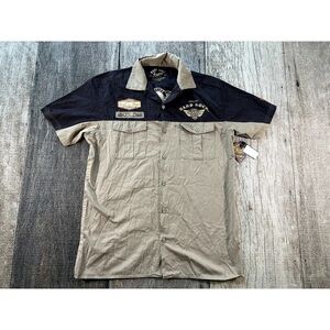 NWT Hard Rock Cafe Guitar Company Aruba Mens Short Sleeve Button Garage Shirt L